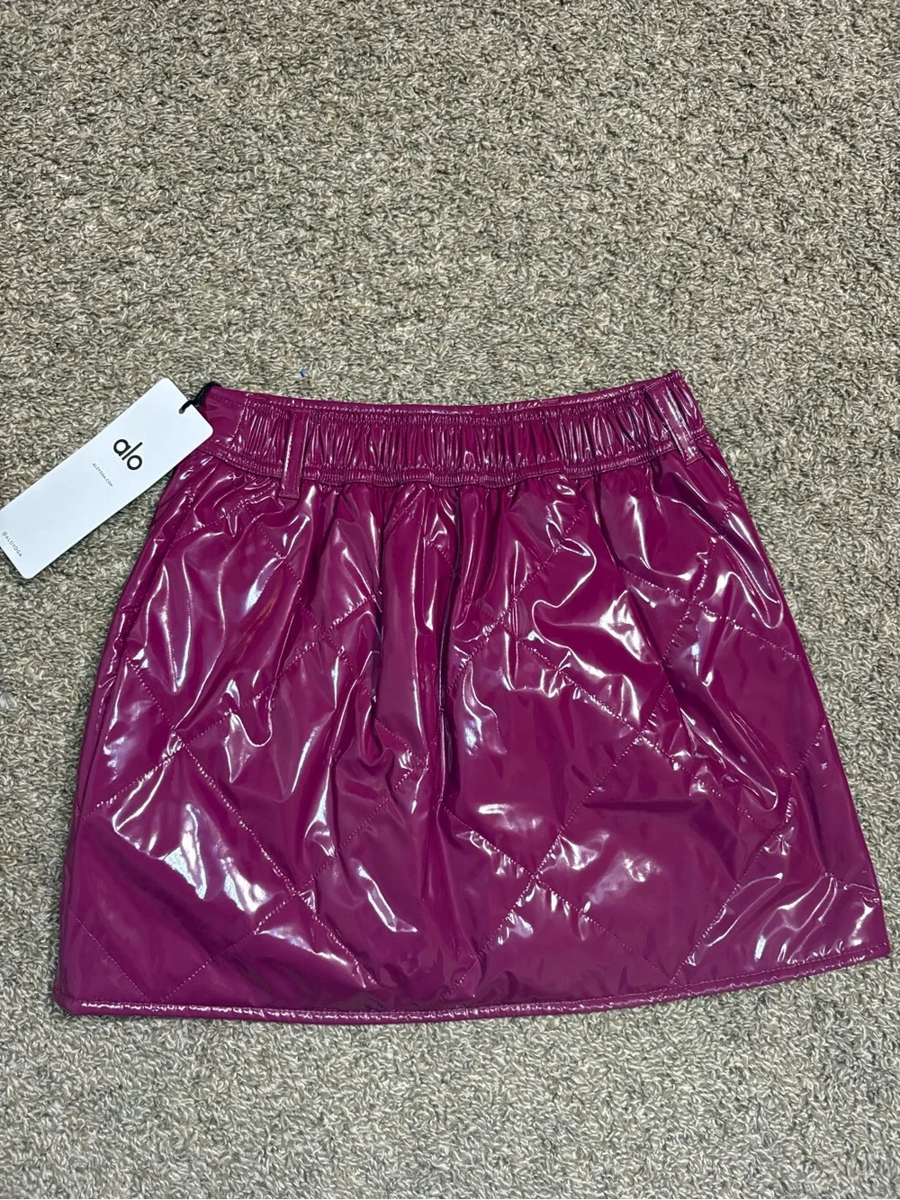 ALO Yoga Glossy Magenta Quilted Mini Skirt